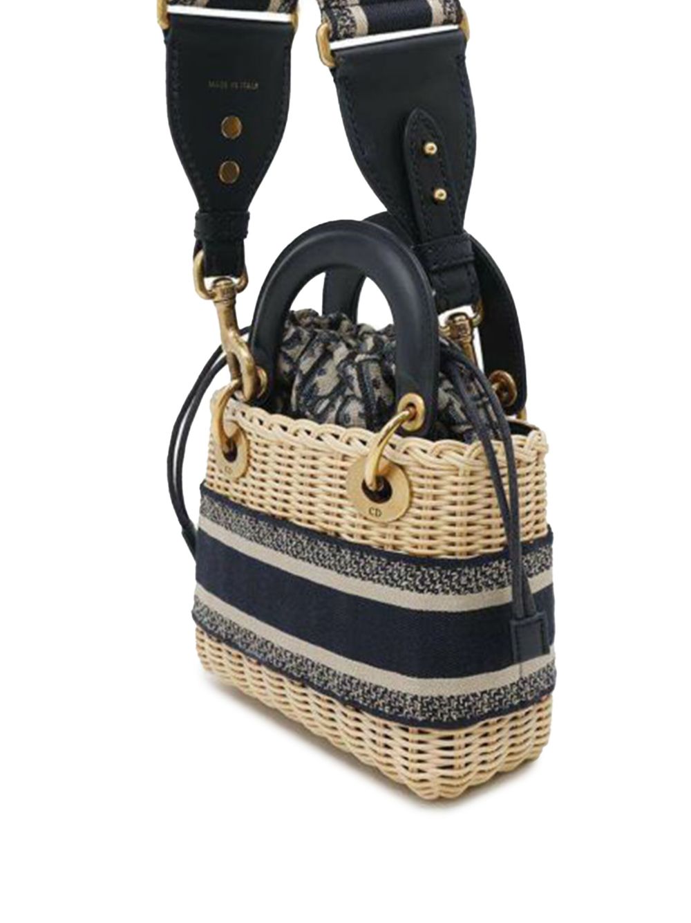 2022-2025 Mini Oblique Wicker Lady Dior satchel - Blue