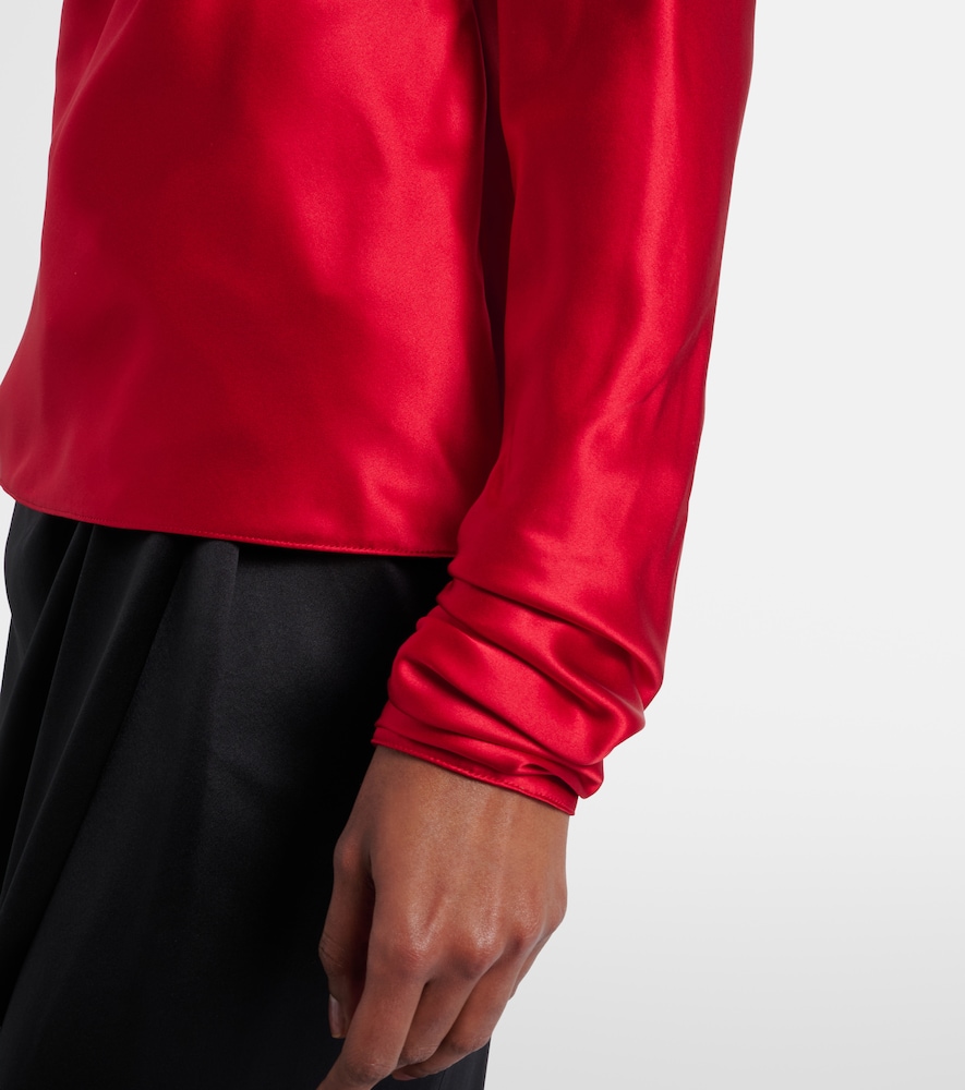 Draped silk satin top
