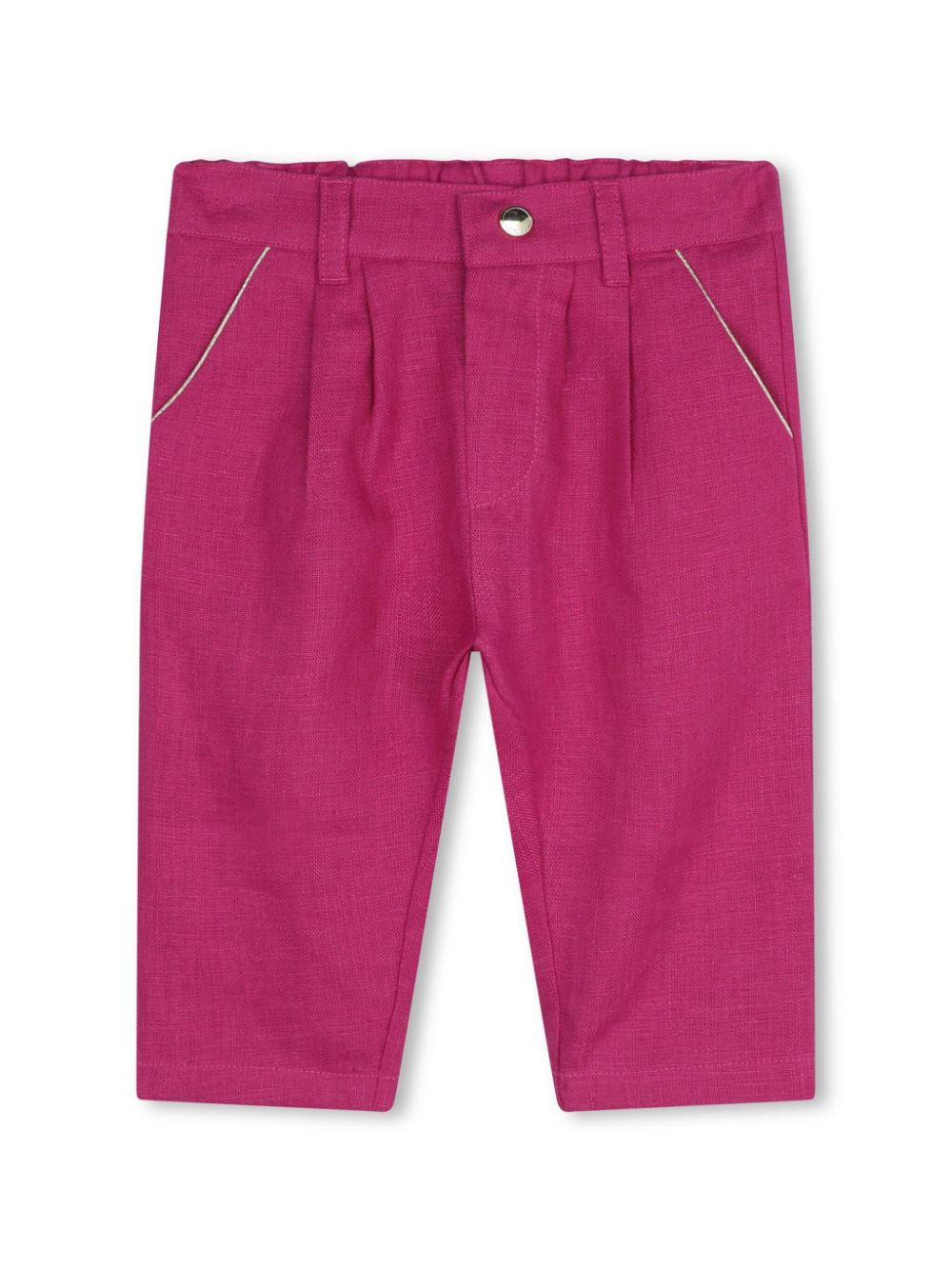 Logo-embroidered linen trousers - Pink