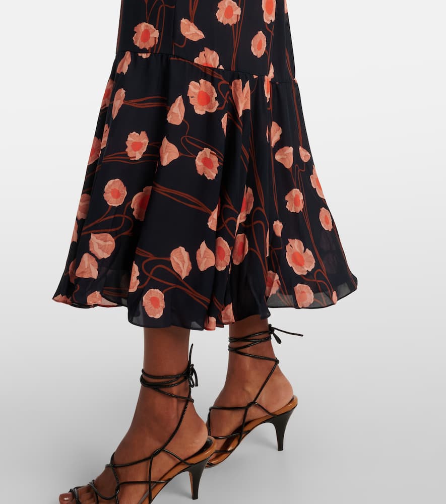 Floral silk georgette midi dress