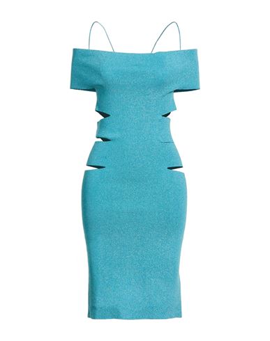 Woman Mini dress Turquoise Size 6 Viscose, Polyamide, Metallic fiber, Polyester