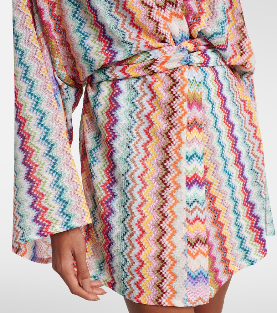 Zig Zag oversized lamé wrap cardigan