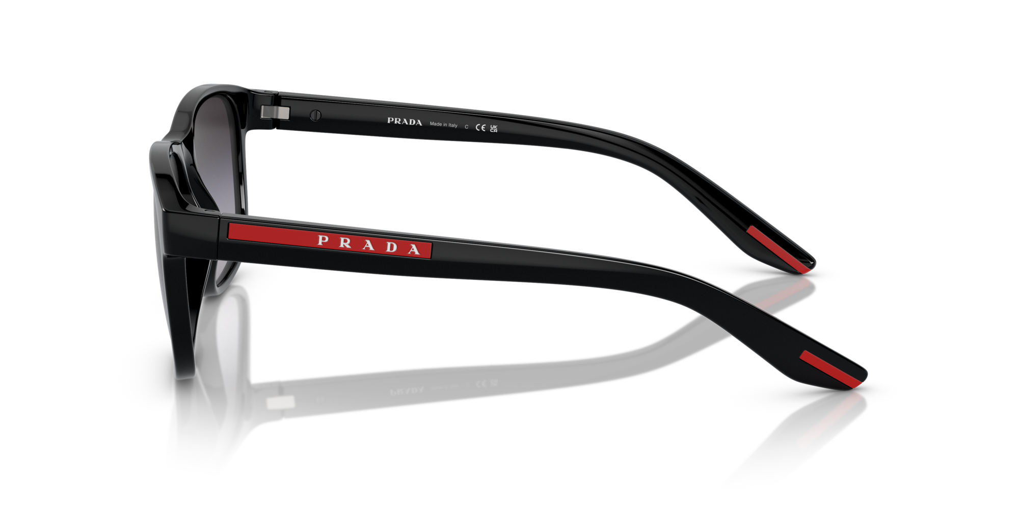 Prada Linea Rossa Man Prada Linea Rossa PS 1AB09U Sunglasses Injected Black Grey Pillow Normal Shaded