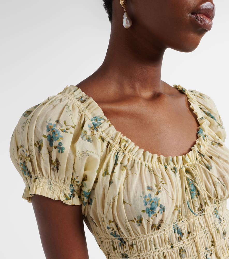 Dôen Ashlynn gathered floral cotton midi dress