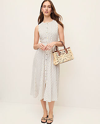 Ann Taylor Petite Micro Dot Flare Dress