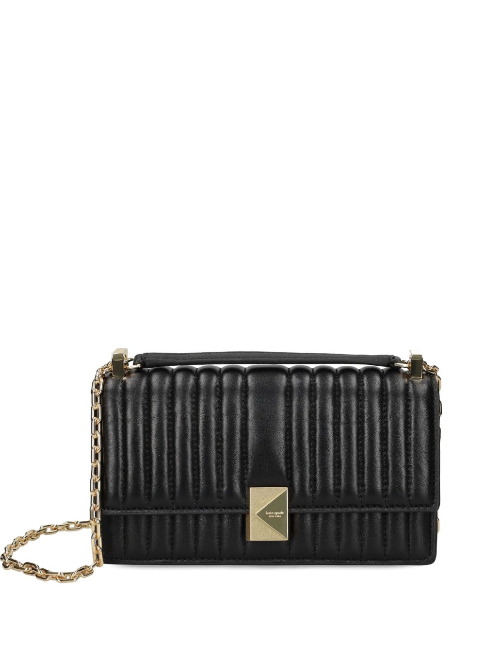 Deco quilted leather shoulder bag - Black