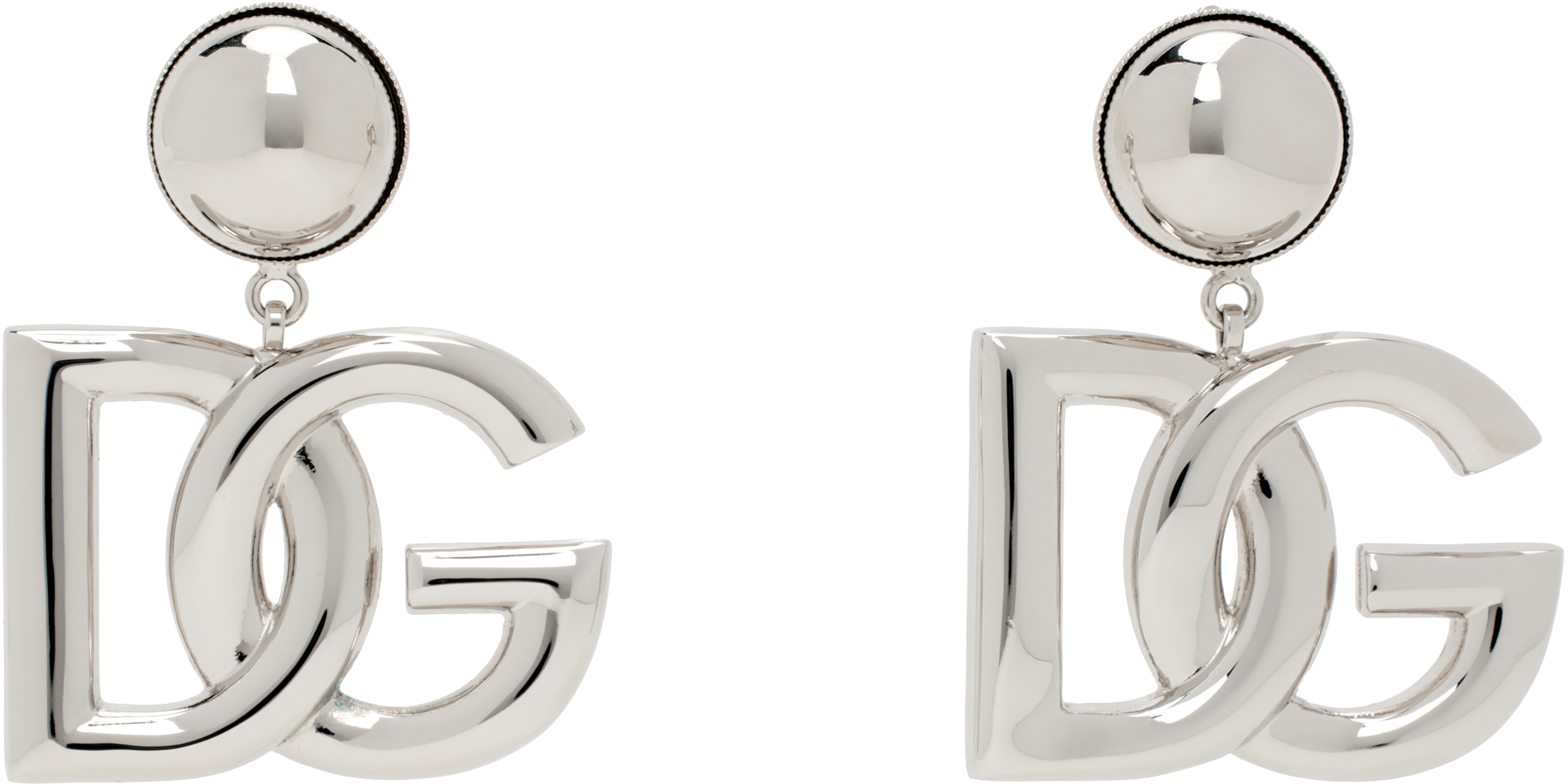 Dolce & Gabbana Silver Kim Kardashian Edition 'DG' Logo Clip-On Earrings