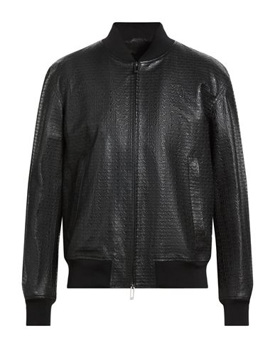 Man Jacket Black Size 40 Lambskin, Polyester
