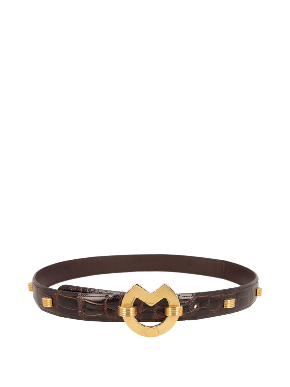 Crocodile-embossed belt - Brown