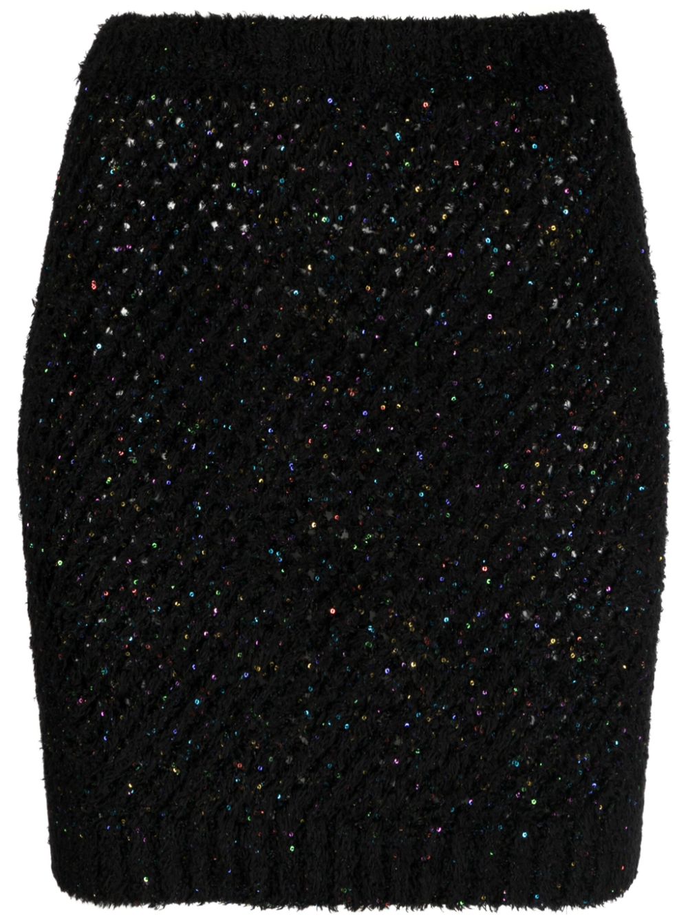 Sequin-embellished high-waist miniskirt - Black