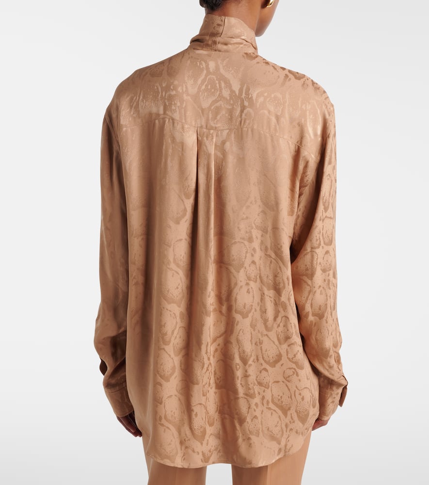 Leopard-print silk-blend jacquard blouse