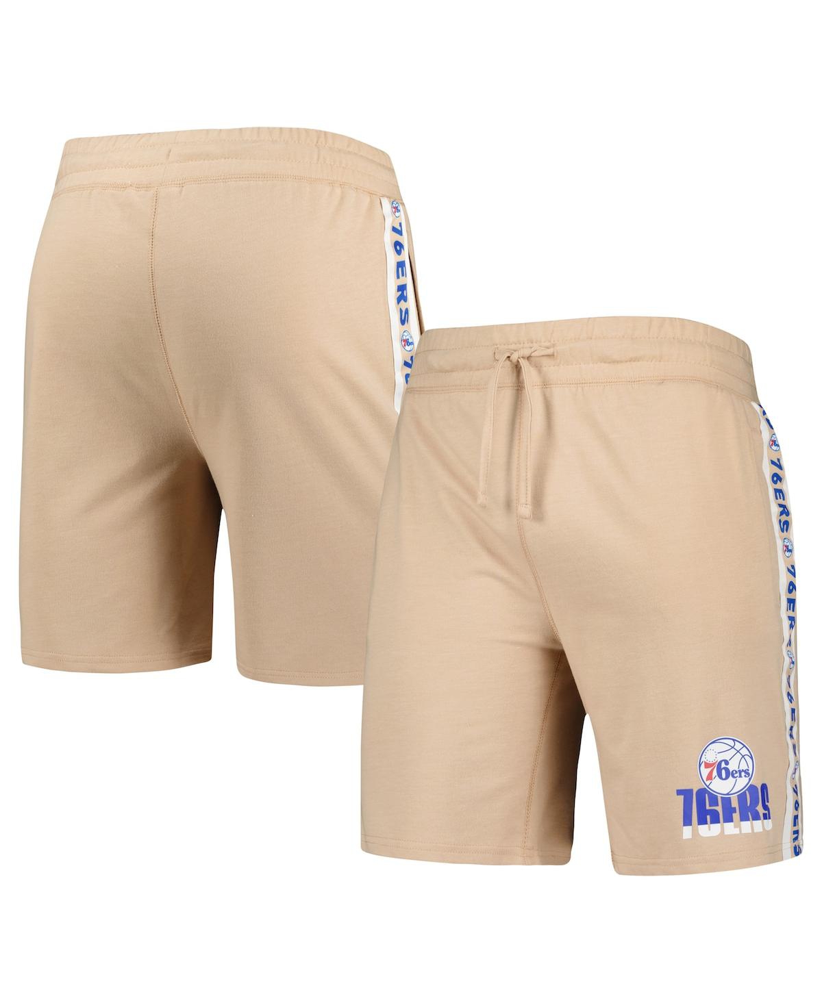 Men's Tan Philadelphia 76ers Team Stripe Shorts - Tan
