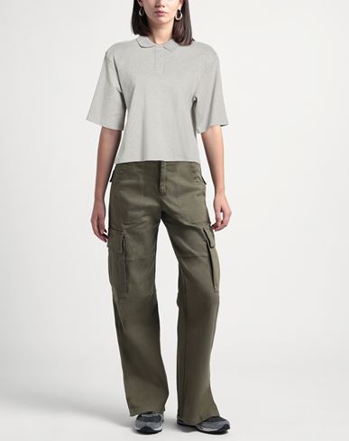Woman Polo shirt Light grey Size M Cotton, Elastane