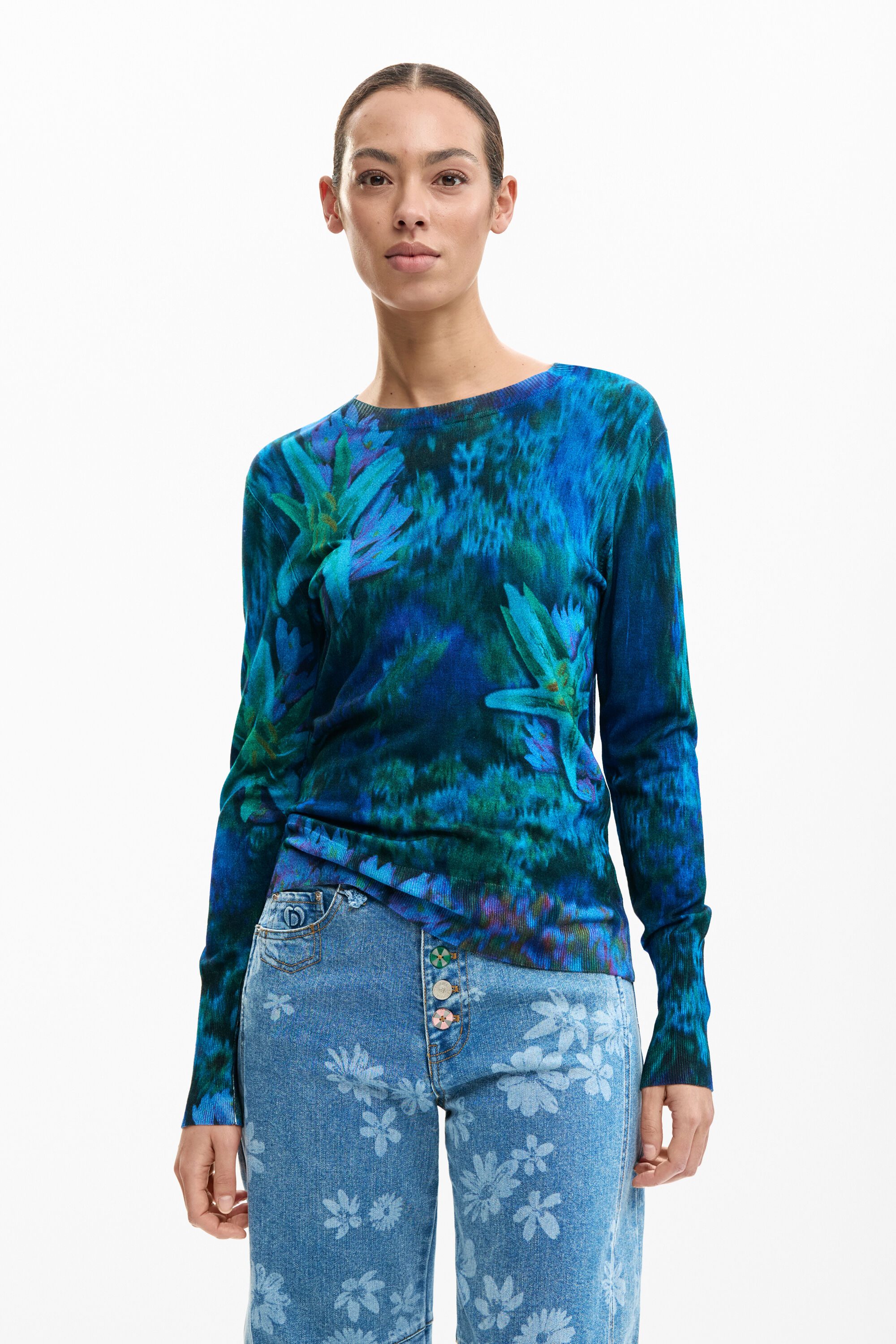 Fine garden flowers sweater