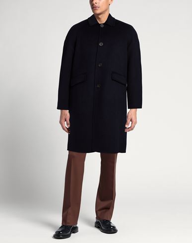 Man Coat Black Size M Wool, Polyester