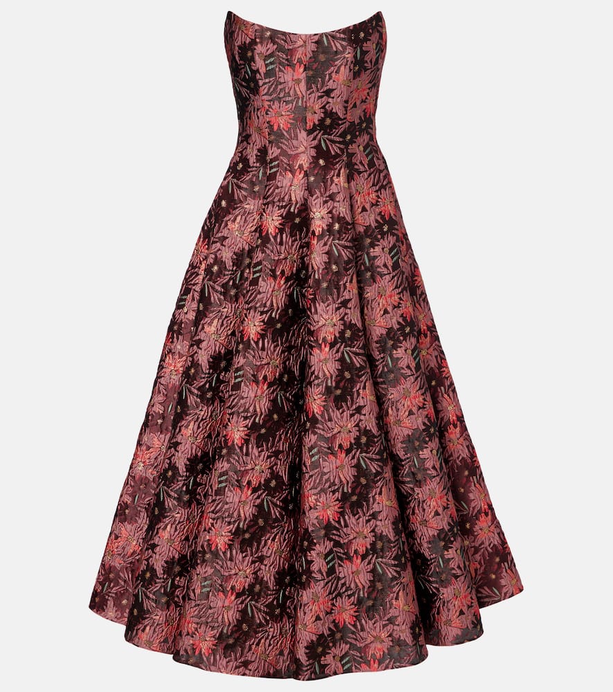 Rousseau floral brocade midi dress