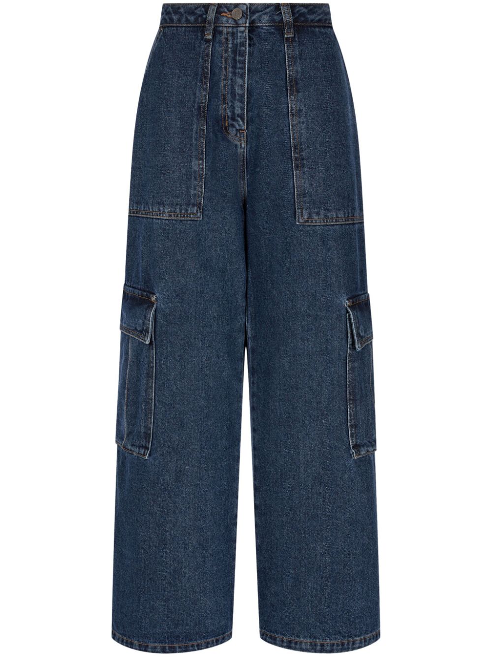 Cargo-pocket wide-leg jeans - Black