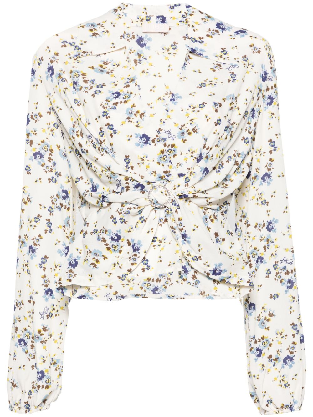 Floral-print crepe blouse - Neutrals