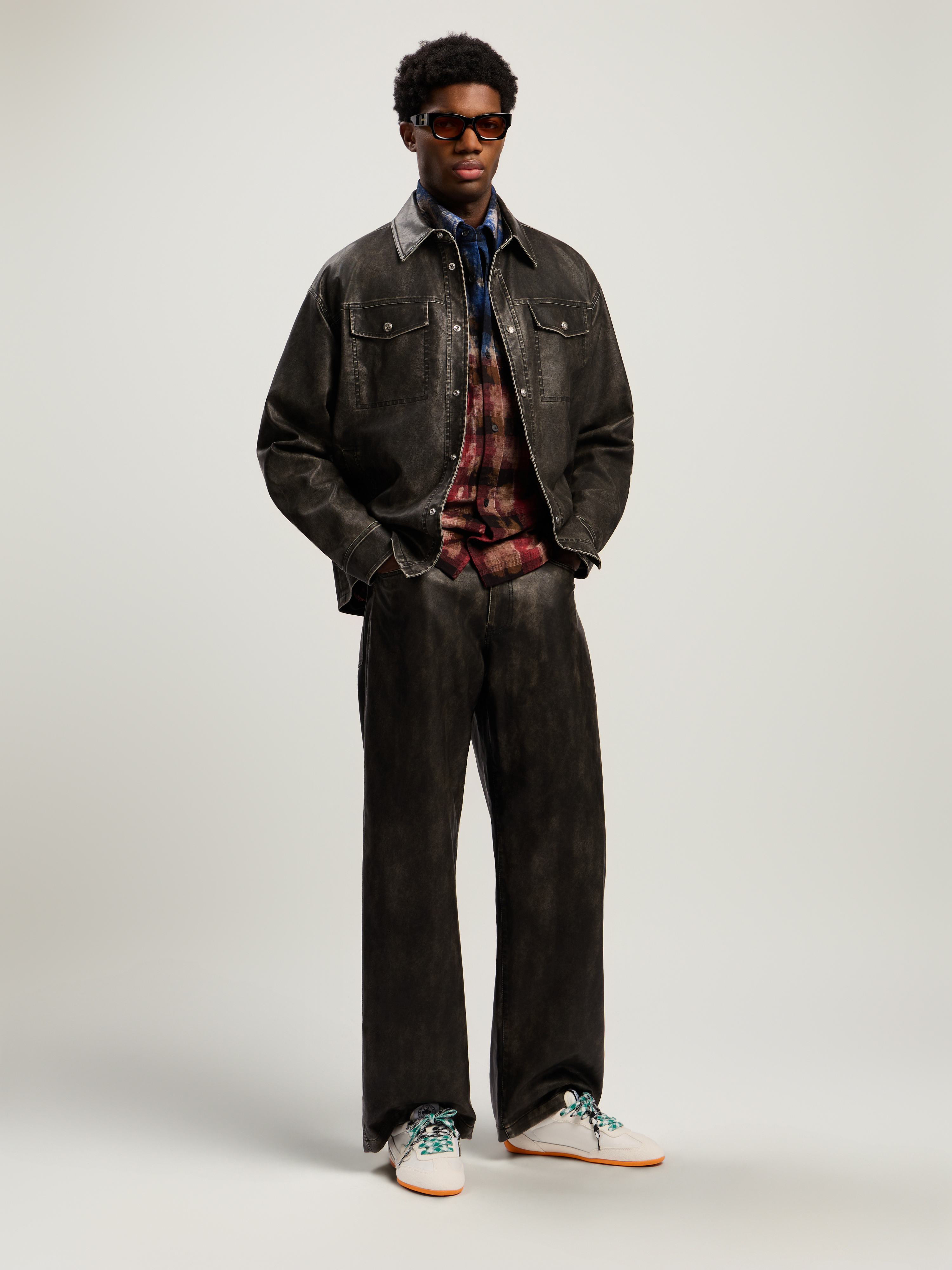 Curved Logo Coated Pants Man  Dark Grey