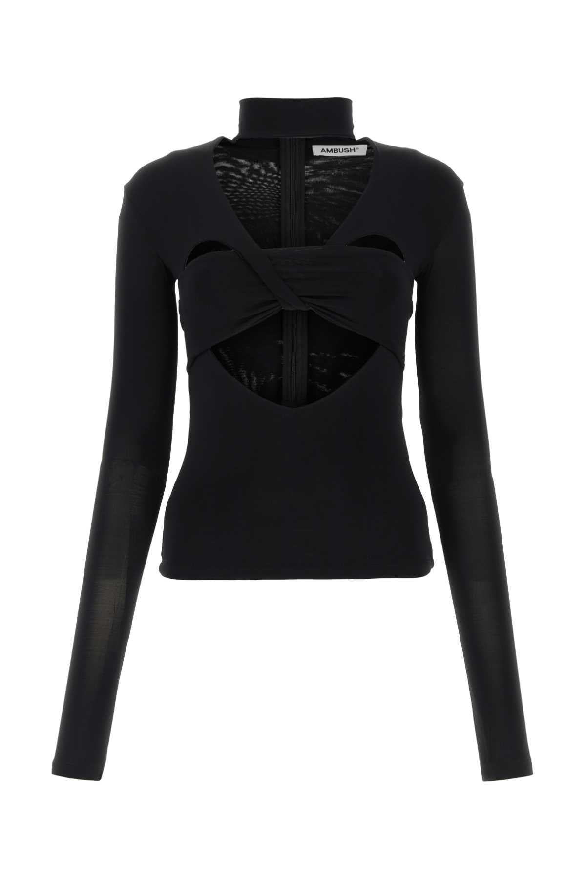 Cutout Viscose Top — Black