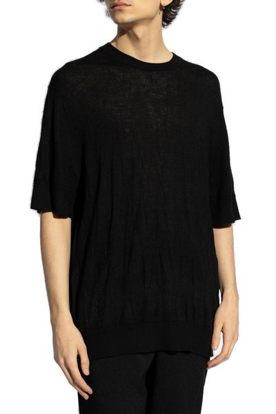 Helmut Lang Crushed Logo Intarsia Knitted T-Shirt