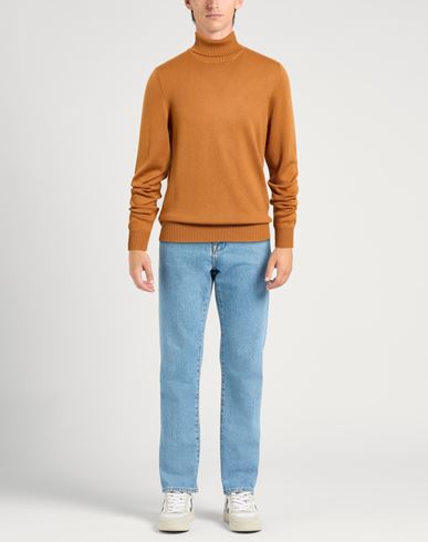 Man Turtleneck Tan Size 40 Virgin Wool