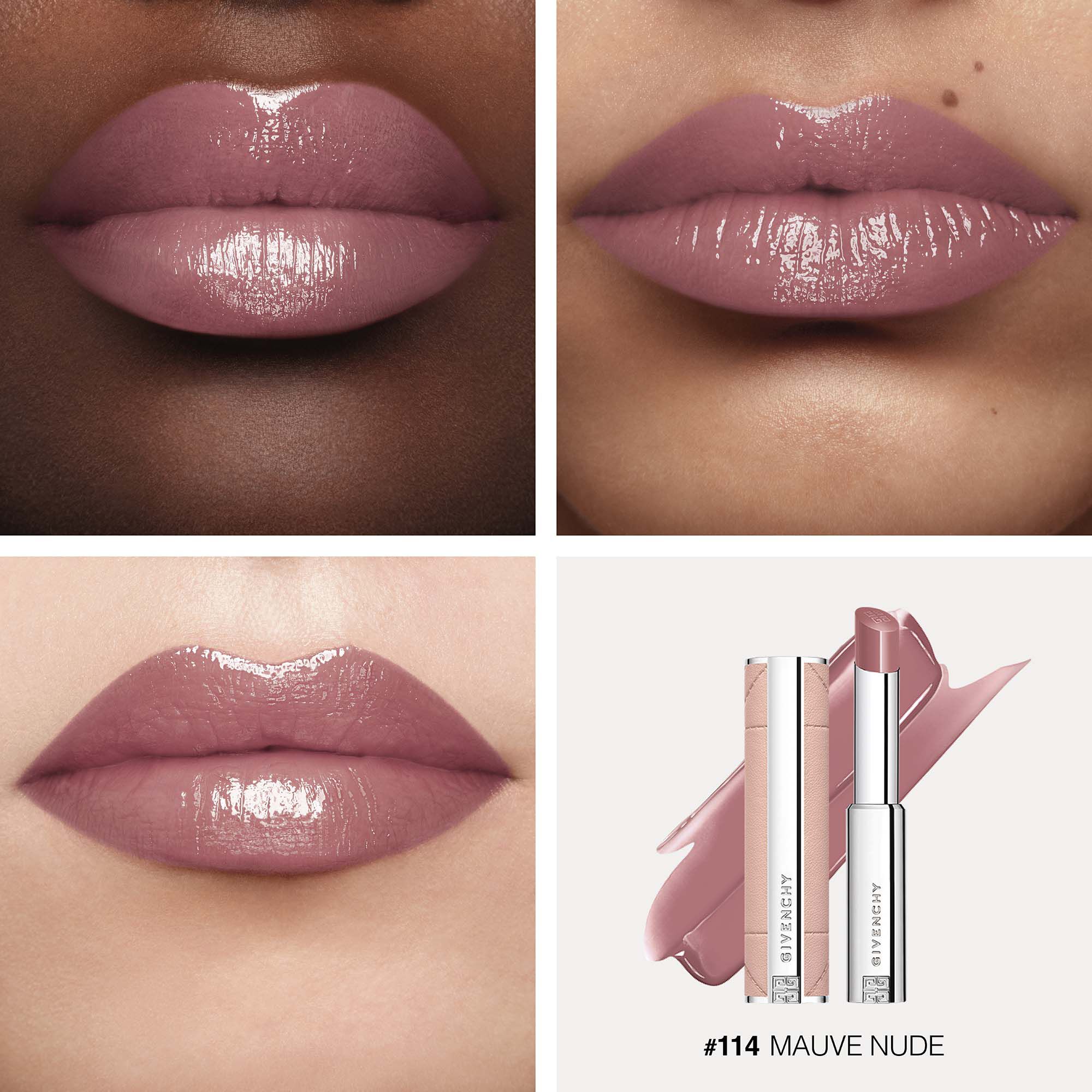 GIVENCHY - Rose Perfecto Shine Serum Lipstick - Care & Color Shine Lipstick With 24h Hydration Tint 114 Mauve Nude