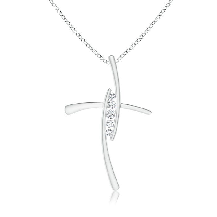 Angara 2.4 MM Lab-Grown Grooved Five Stone Diamond Bypass Cross Pendant in Platinum