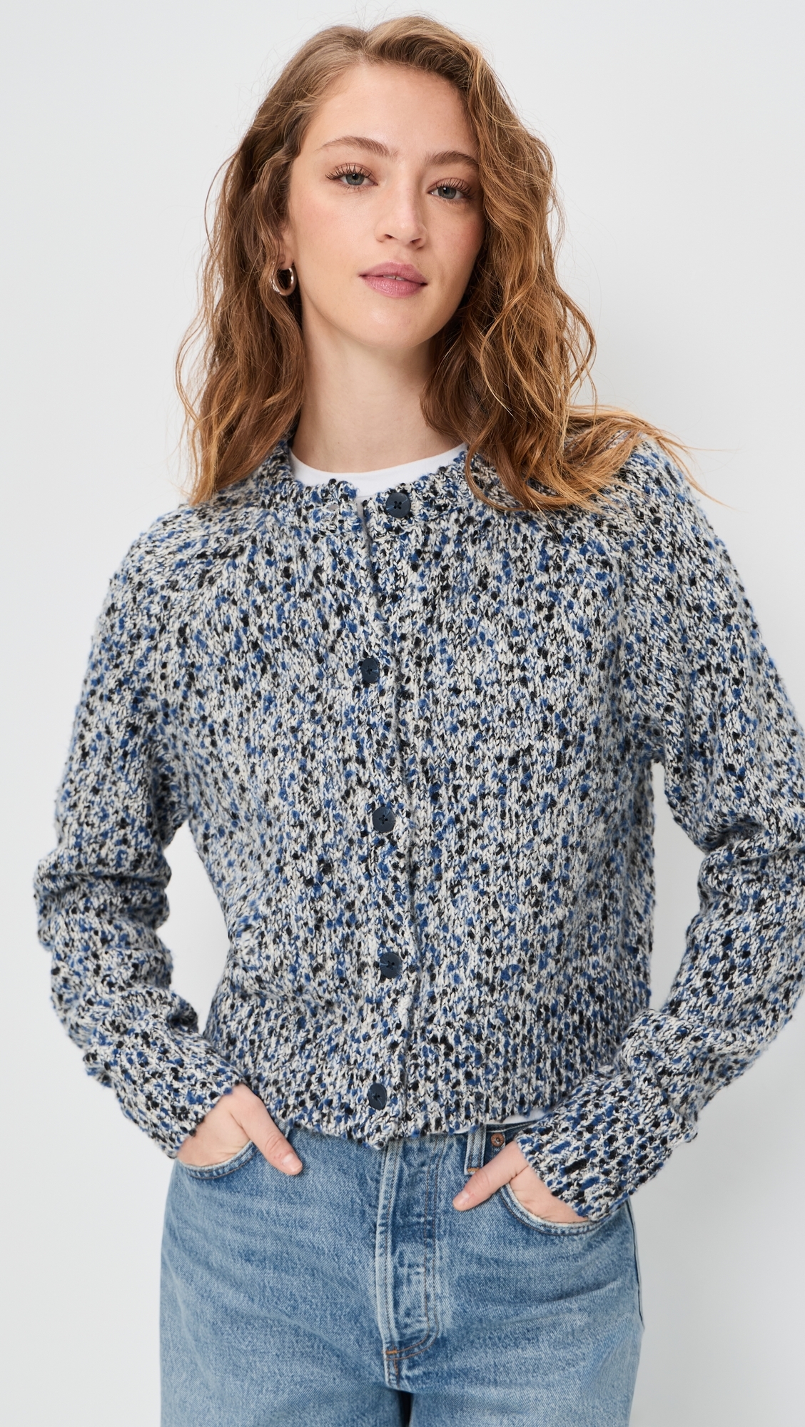 Tania Knitted Cardigan Blue Mix