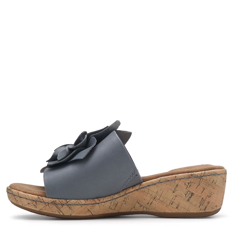 B. O.C. Women's Stephanie Flower Wedge Sandals (Blue)