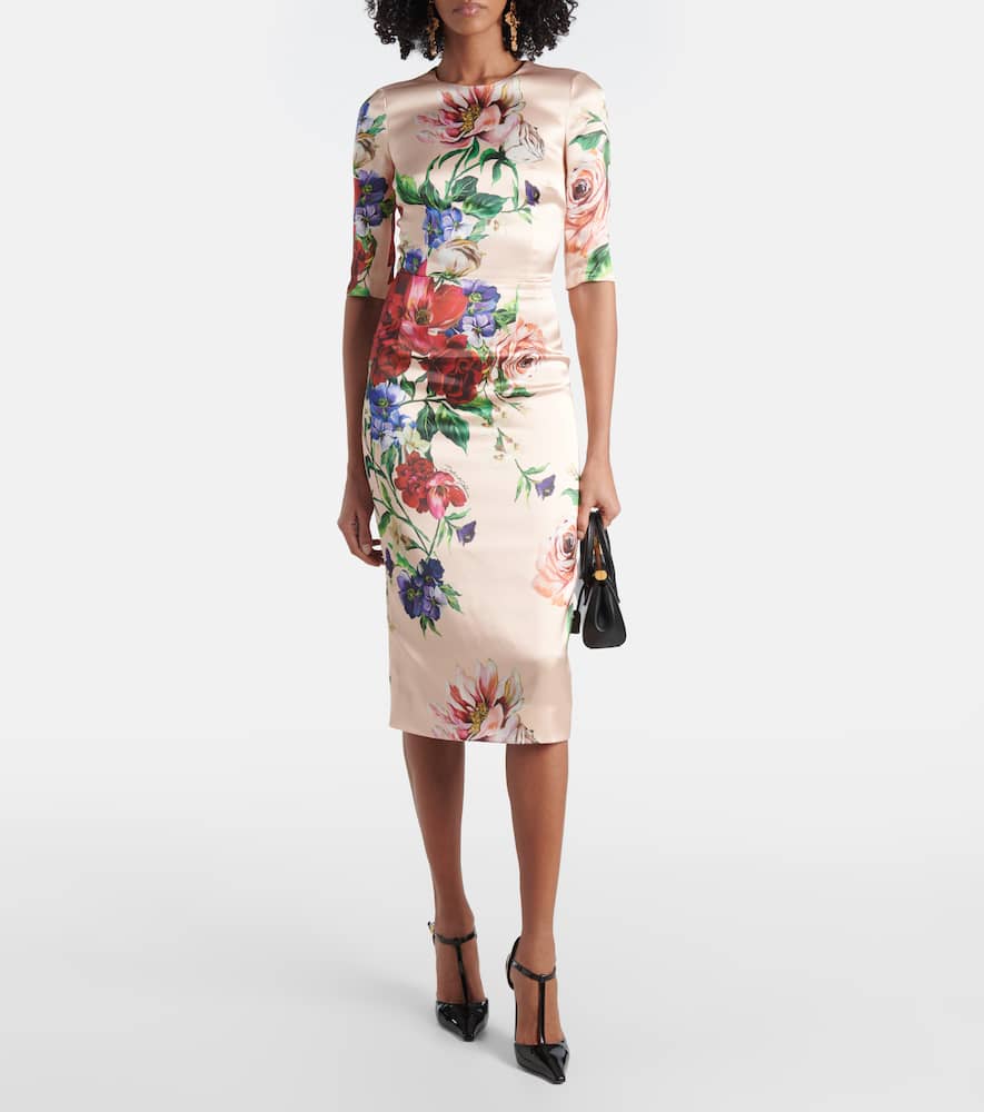 Floral satin midi dress