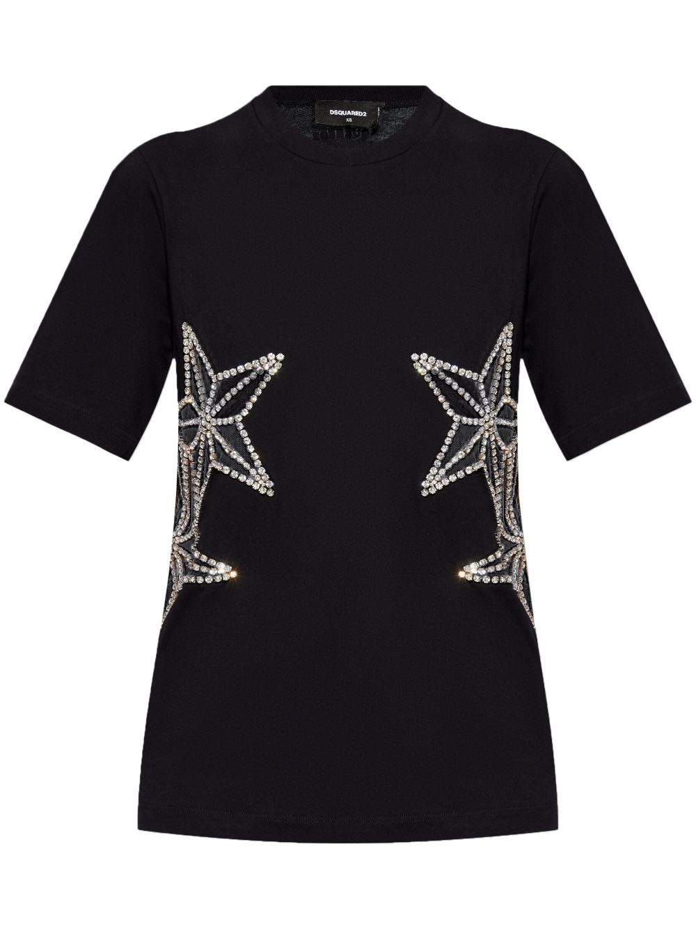 Crystal-embellished cotton T-shirt - Black