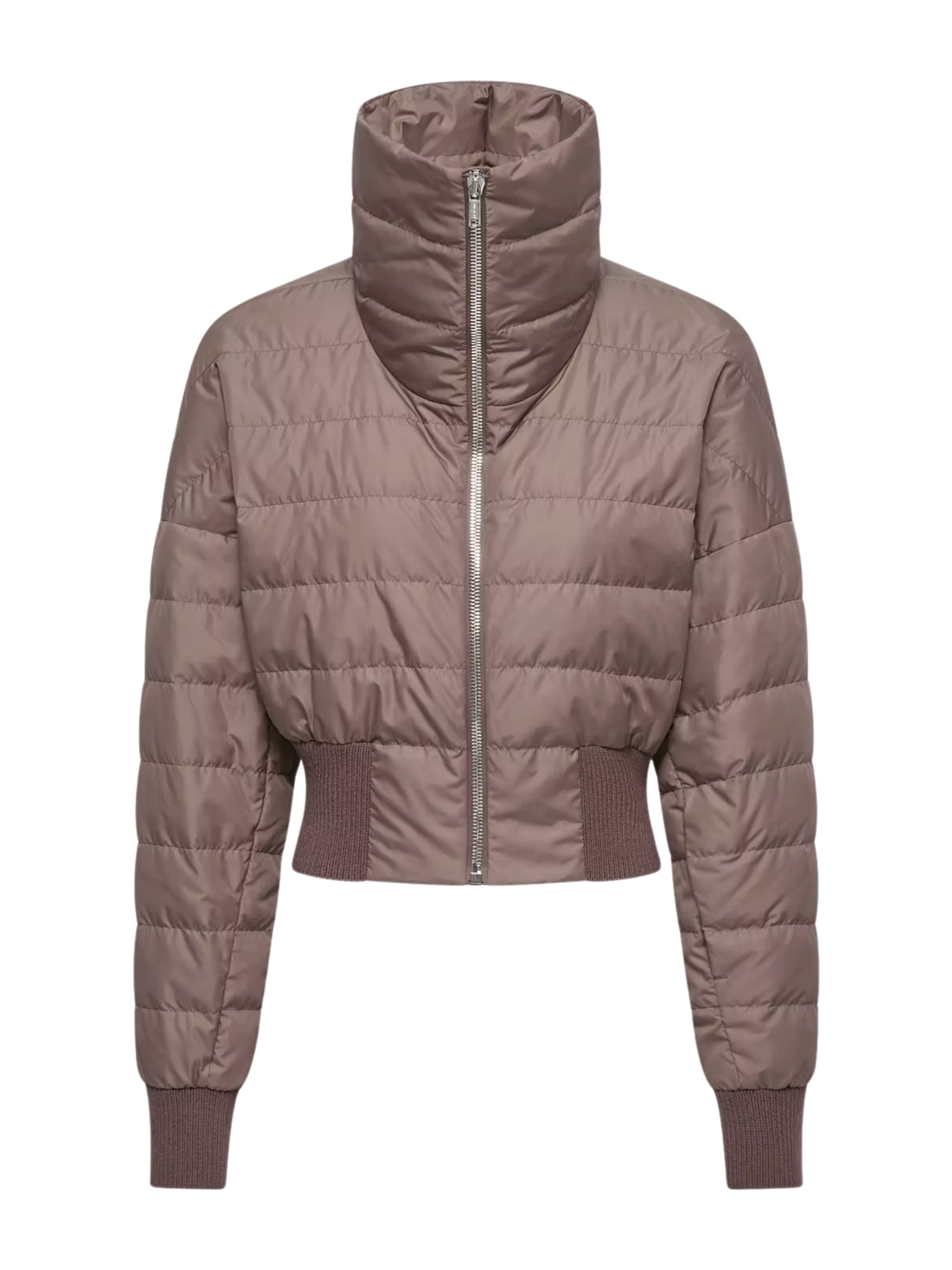 Cropped Down Jacket Crafted From Nylon with a Logo Patch on the Left Sleeve