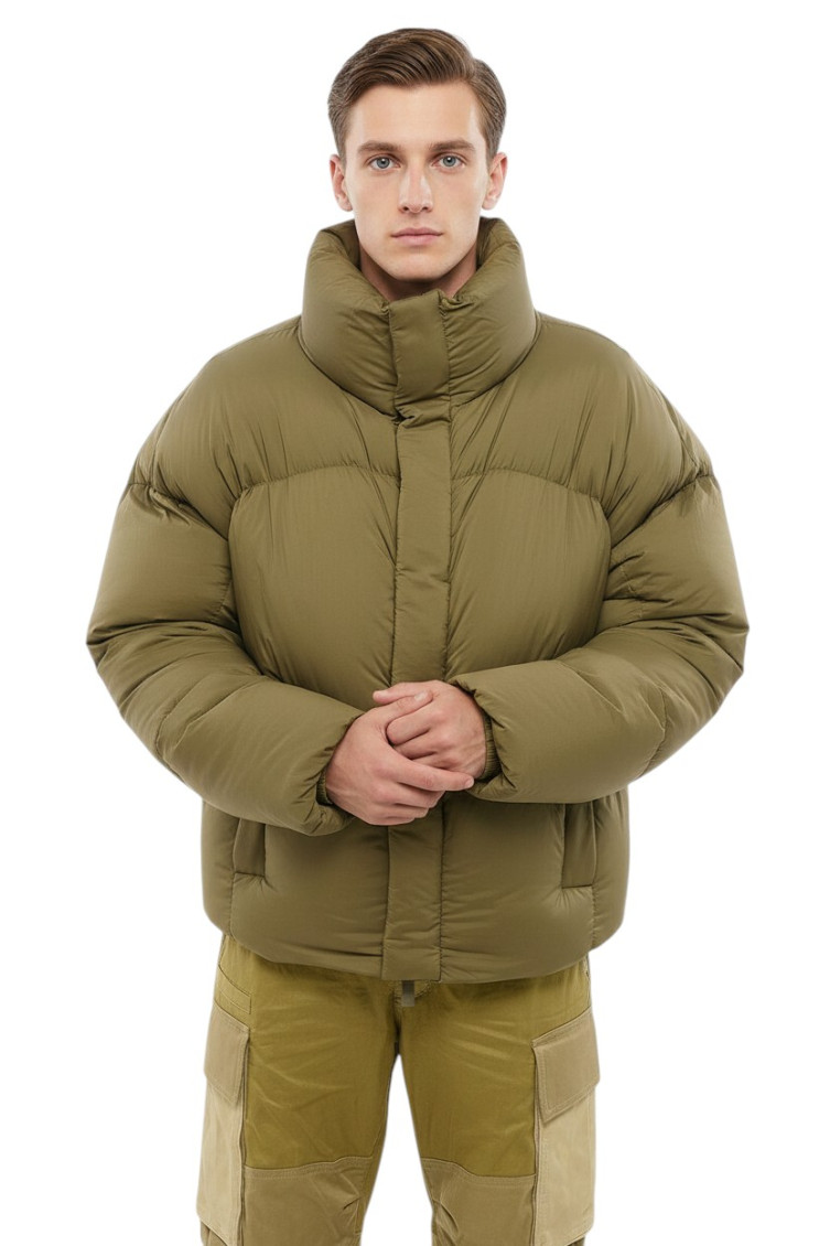 Green Quilted Turtle Neck Jacket