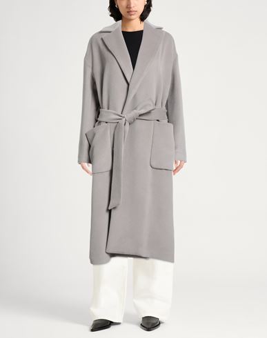 Woman Coat Light grey Size 10 Alpaca wool, Wool, Metal