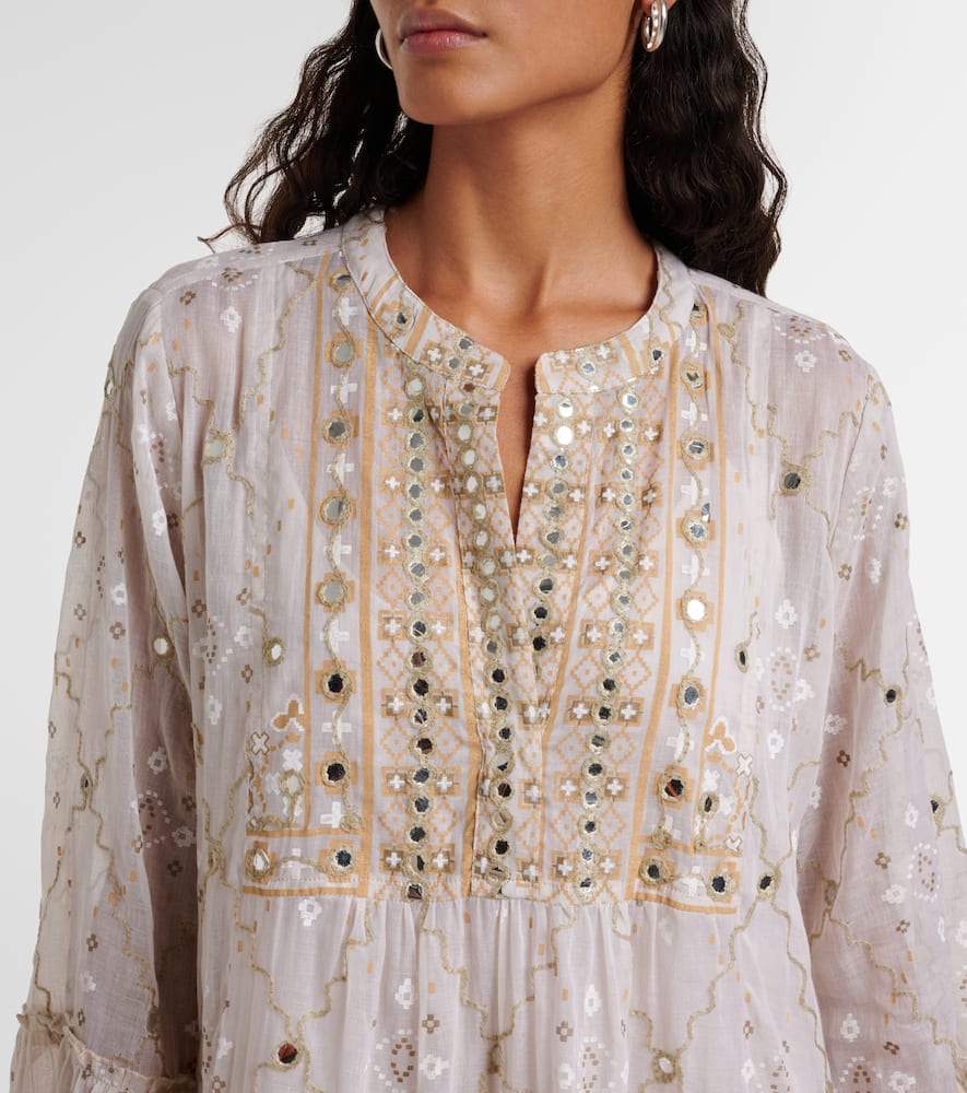 Mosaic printed cotton midi dress