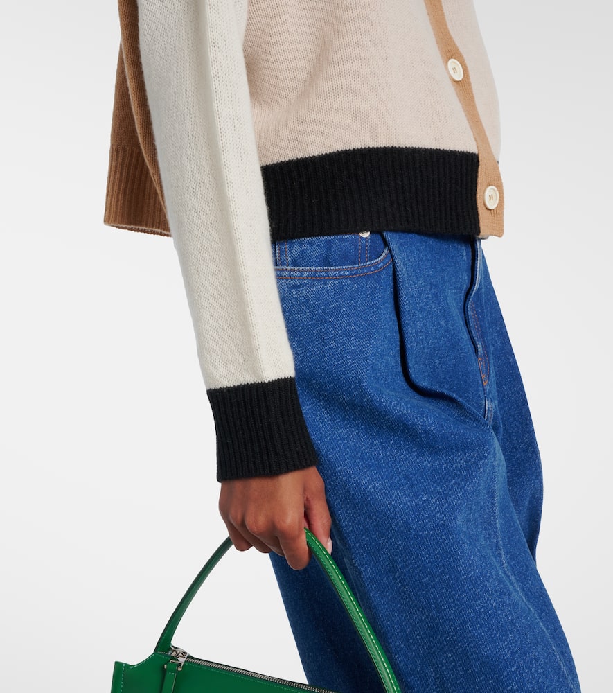 Colorblocked cashmere cardigan