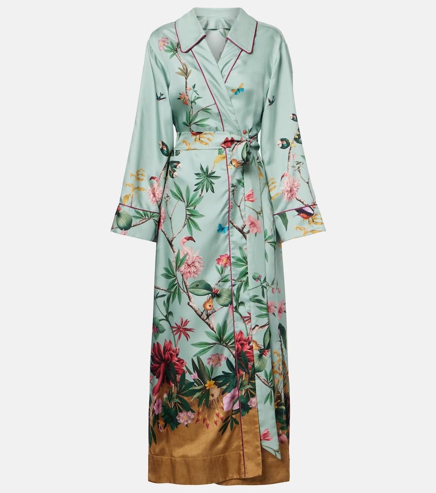Midnight floral silk wrap dress