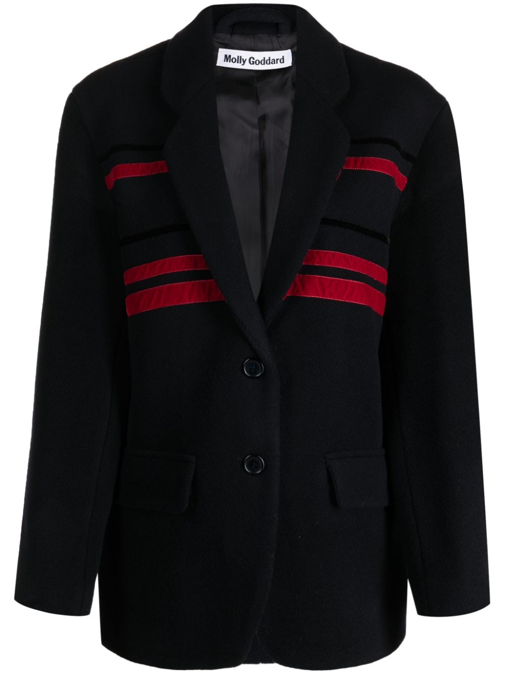 Striped velvet-effect wool-blend blazer - Blue