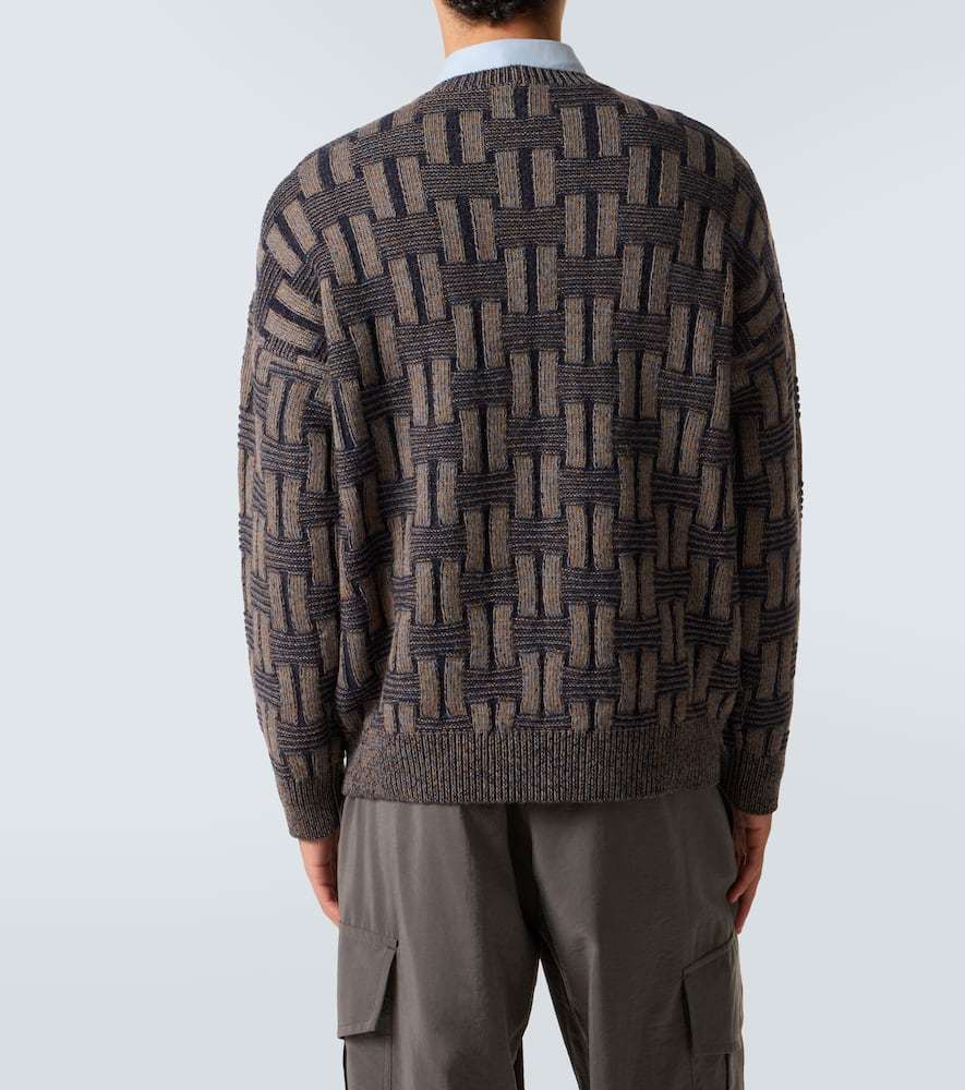 Basketweave-knit camel hair sweater