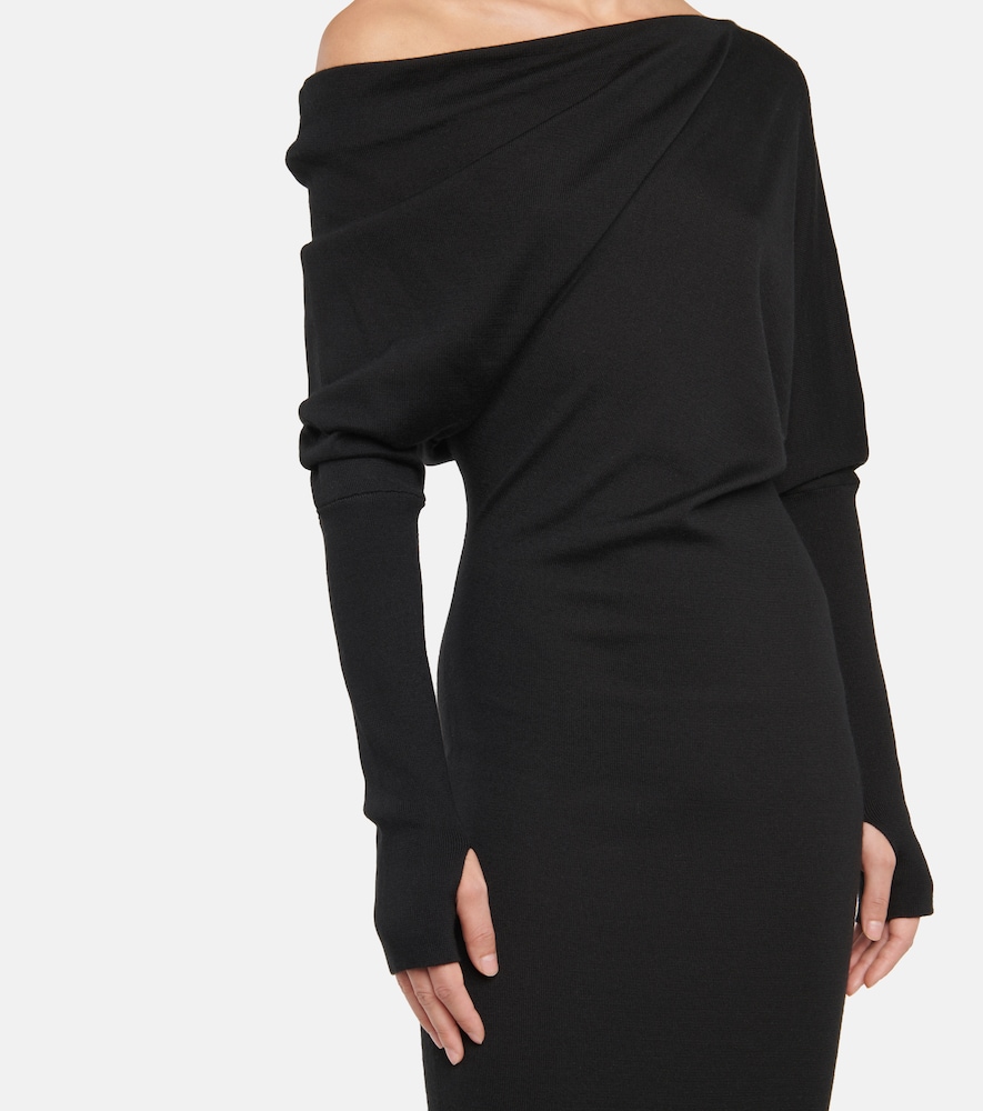 Cashmere and silk off-shoulder midi dress