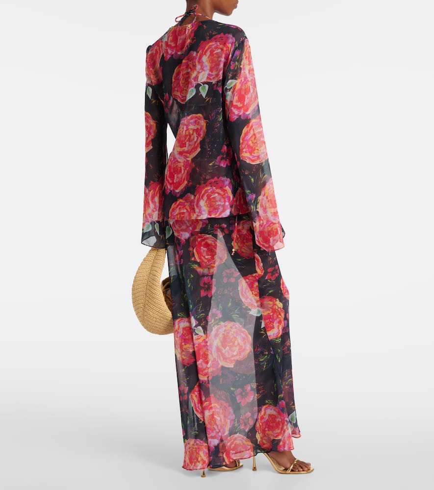 Vanessa floral chiffon beach cover-up