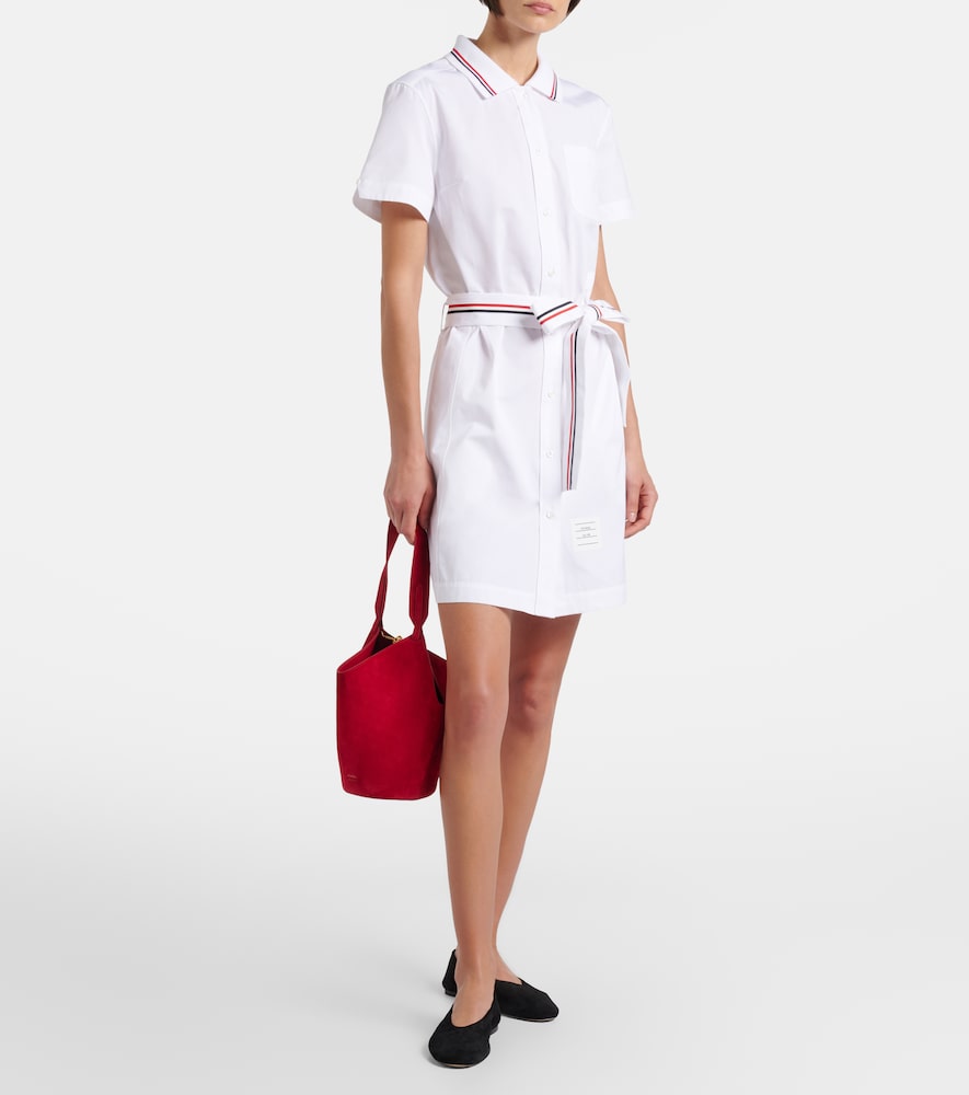 Belted cotton poplin shirt dress