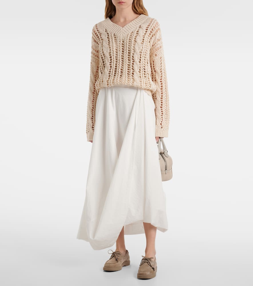 Cotton-blend maxi skirt