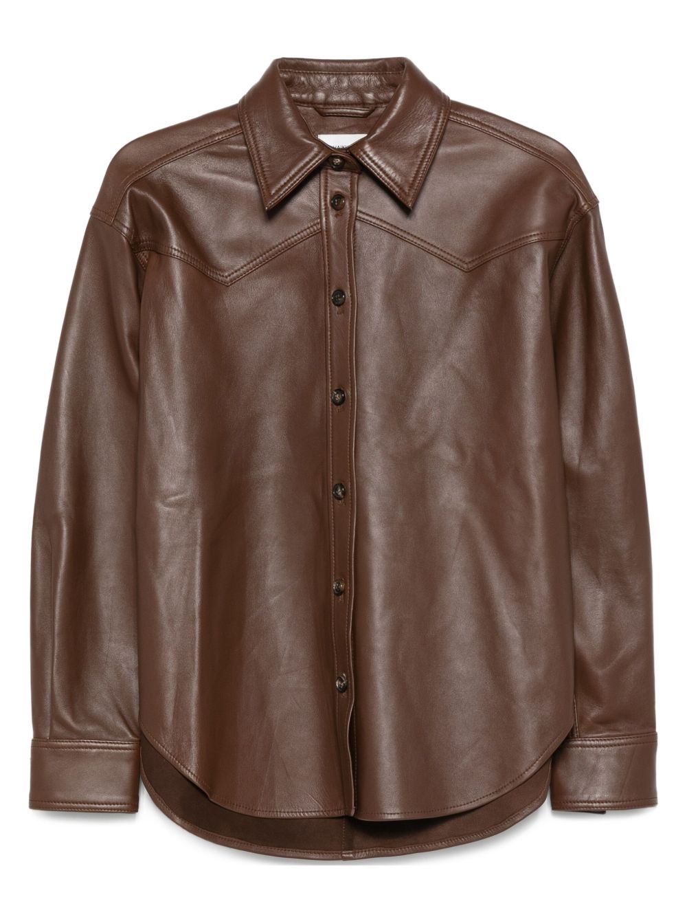 Leather shirt jacket - Brown