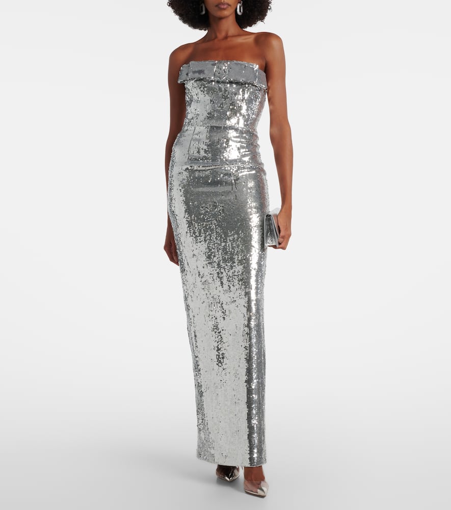 Sisu bow-detail sequined gown