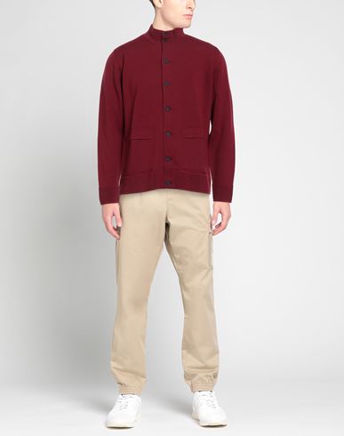 Man Cardigan Burgundy Size 36 Merino Wool
