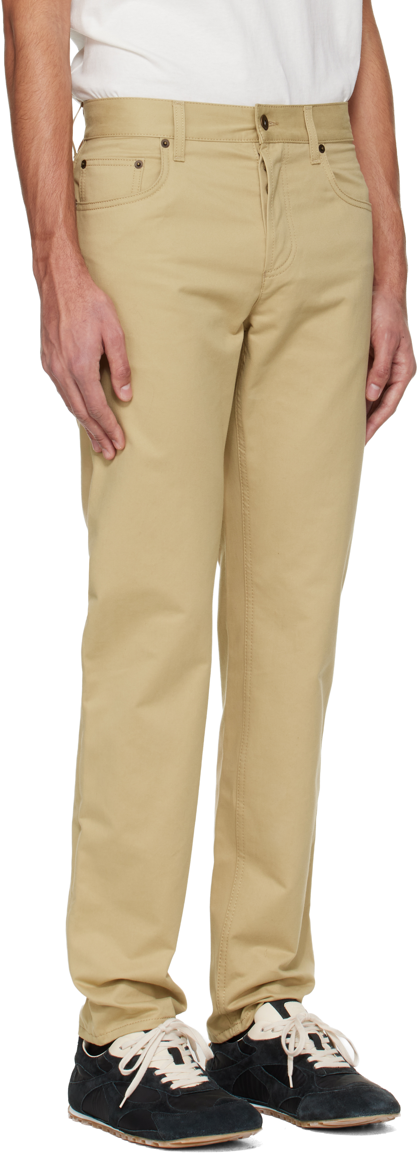 Beige Logo Patch Jeans