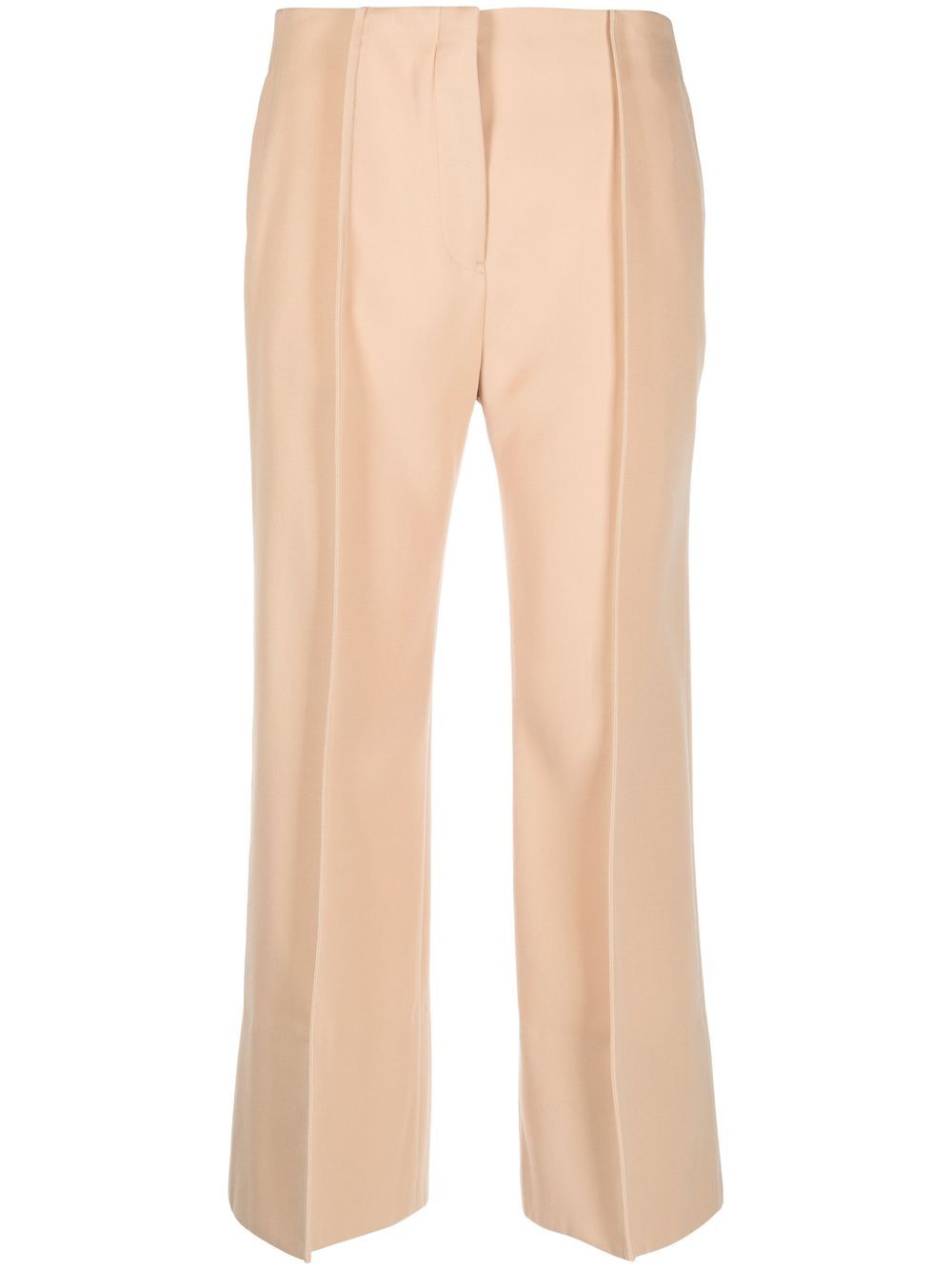 Cropped wool wide-leg trousers - Black