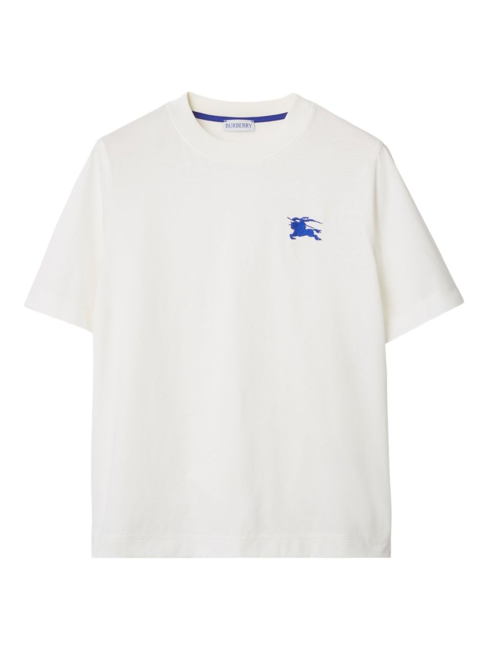 Rib-Knit Neckline T-Shirt with Equestrian Knight Design - Size S